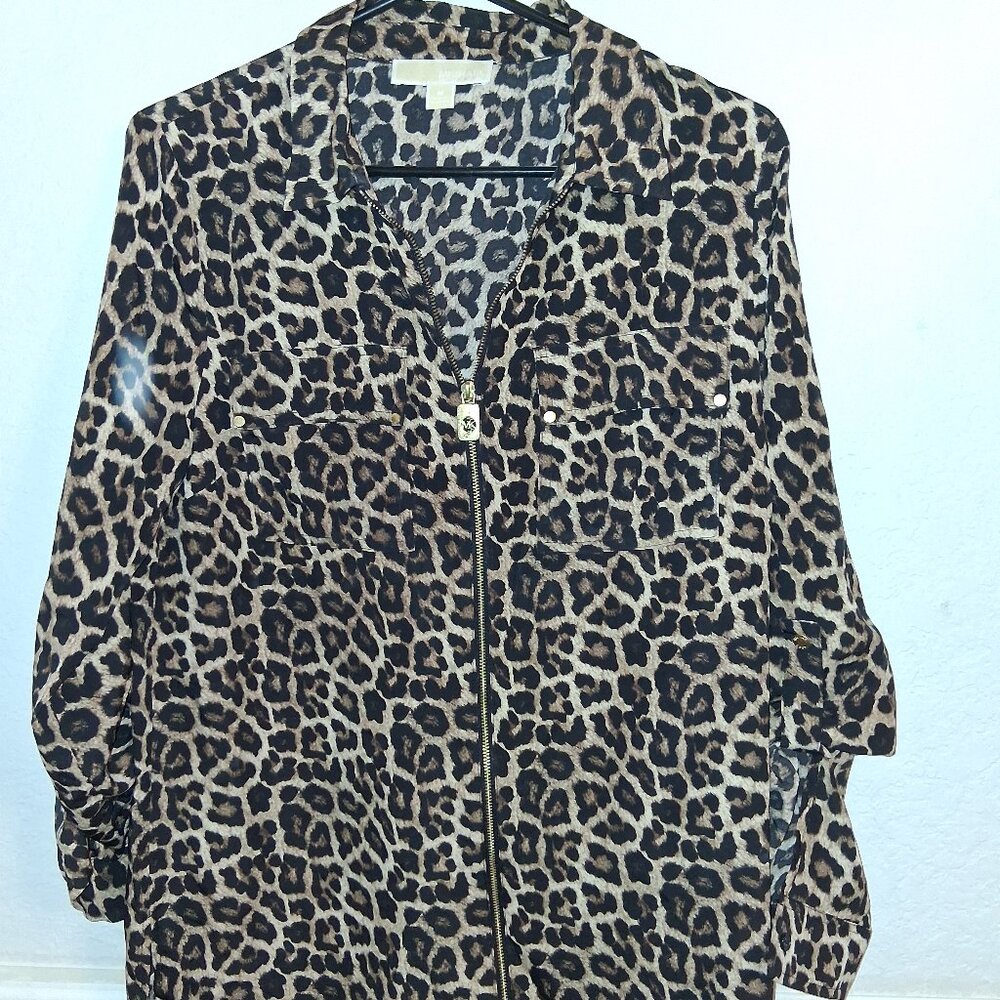 Michael Kors Animal Print Blouse Size M
